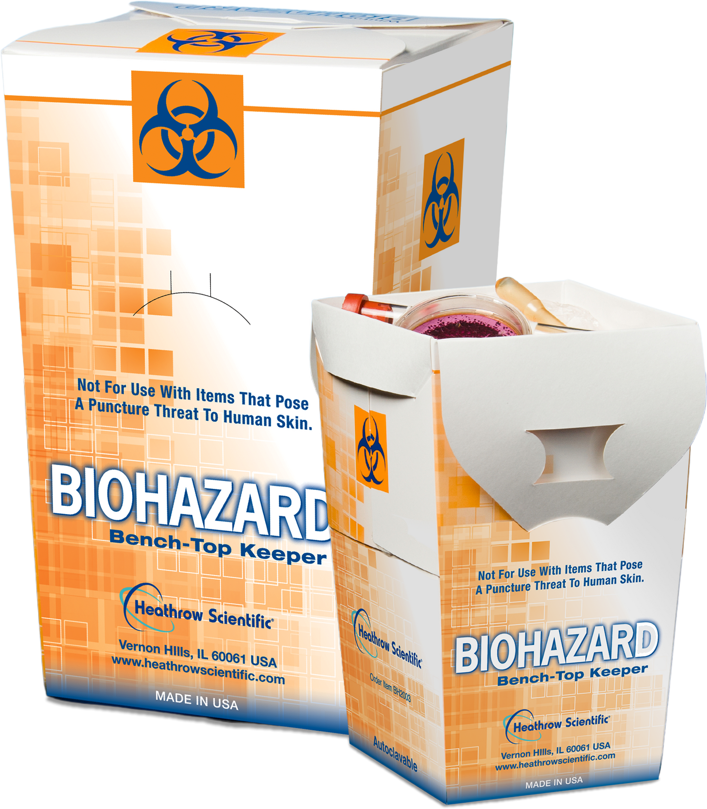 Biohazard Keepers and Benchtop Bag Holders - Heathrow Scientific