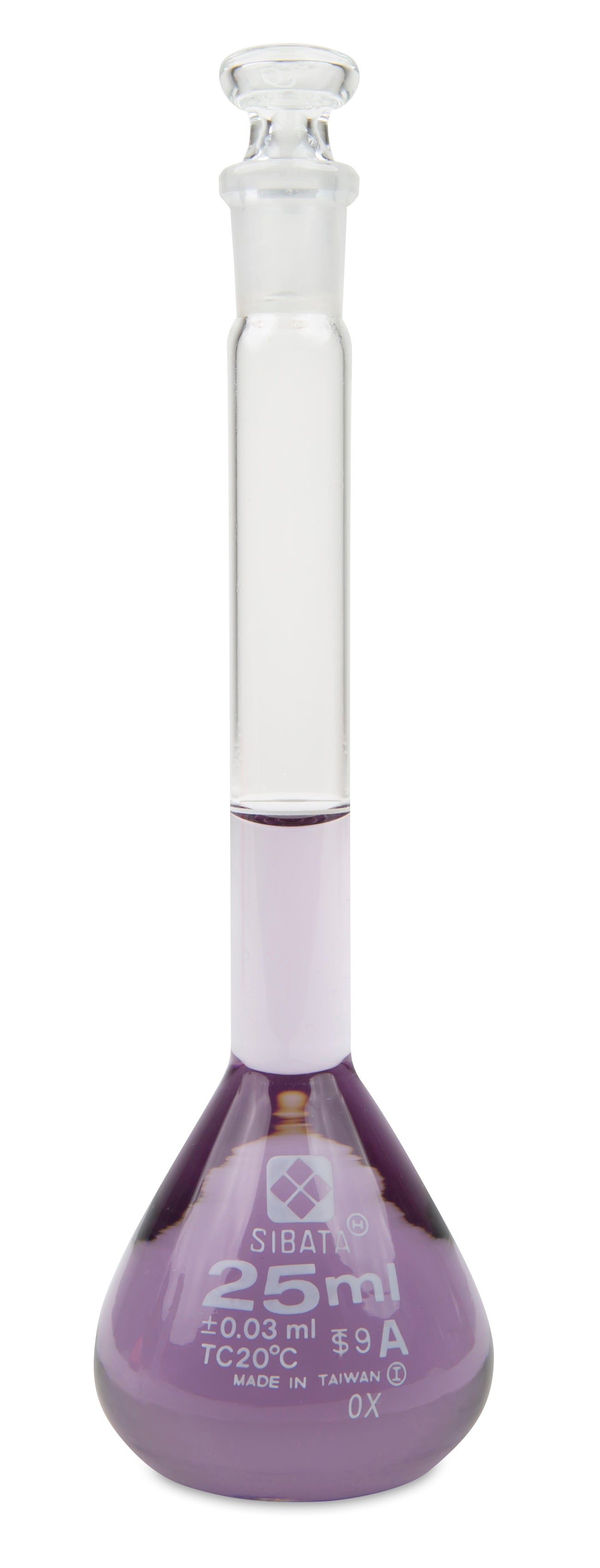 2306A-25 - SIBATA Class A Volumetric Flask 25 mL Glass Stopper ASTM E-288