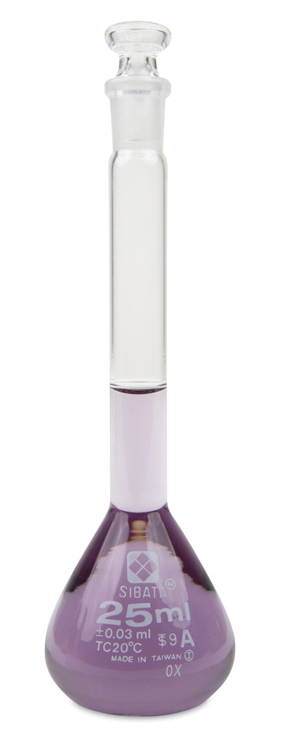 2306A-25 - SIBATA Class A Volumetric Flask 25 mL Glass Stopper ASTM E-288