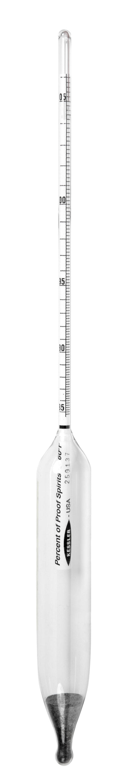 Heathrow Scientific Alcohol Proof Hydrometers 6613 — Size R (185 to 206 Proof) / Standard (Uncertified), 6613-R
