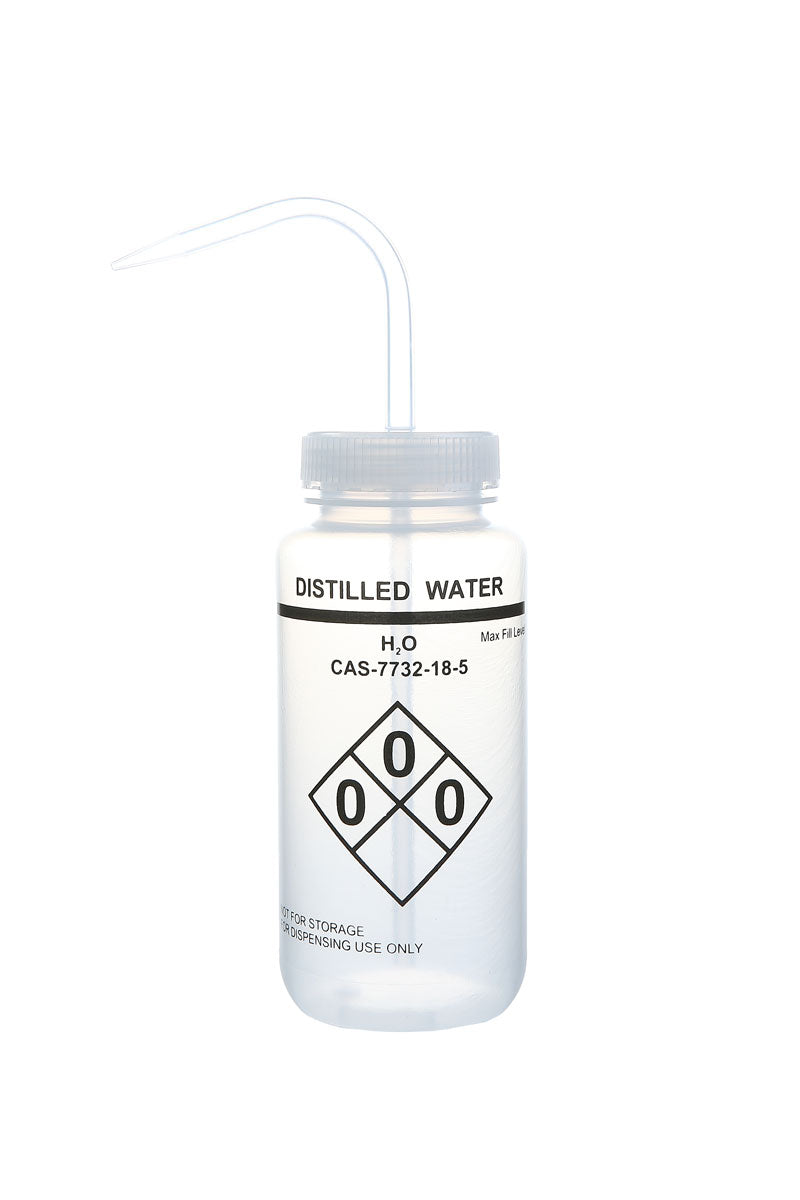 Heathrow Scientific Safety Labeled Wash Bottles - 120250 Series | 500mL Self-Venting
