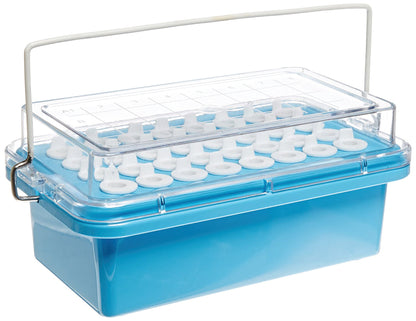 Heathrow Scientific True North Mini Cooler 32-well -20°C Clear lid Blue (SKU 120074)