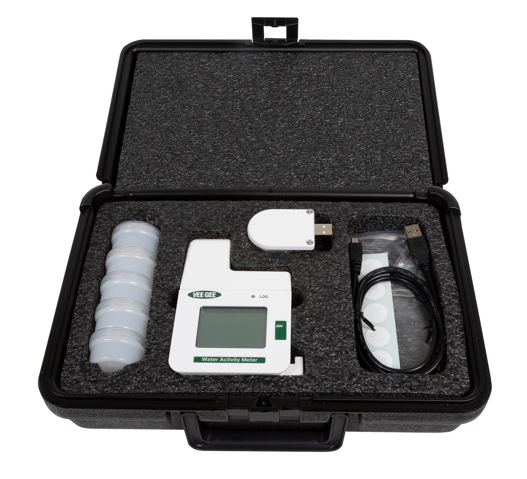 Heathrow Scientific 47002 Water Activity Meter Kit Contents Sample Cups Filters USB Cable