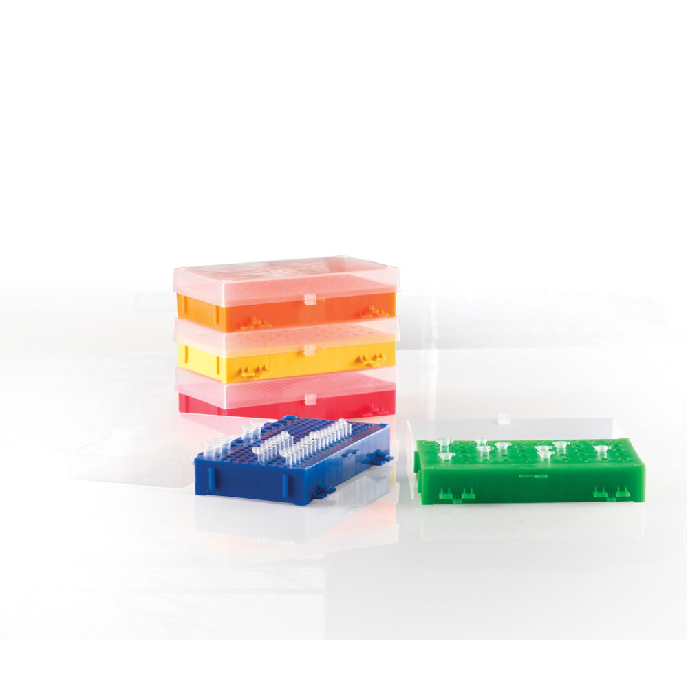 HS2344A - Heathrow Scientific Heathrow Scientific Reversible PCR Tube Rack 0.2-2.0mL - Hinged Lid - Pack of 5