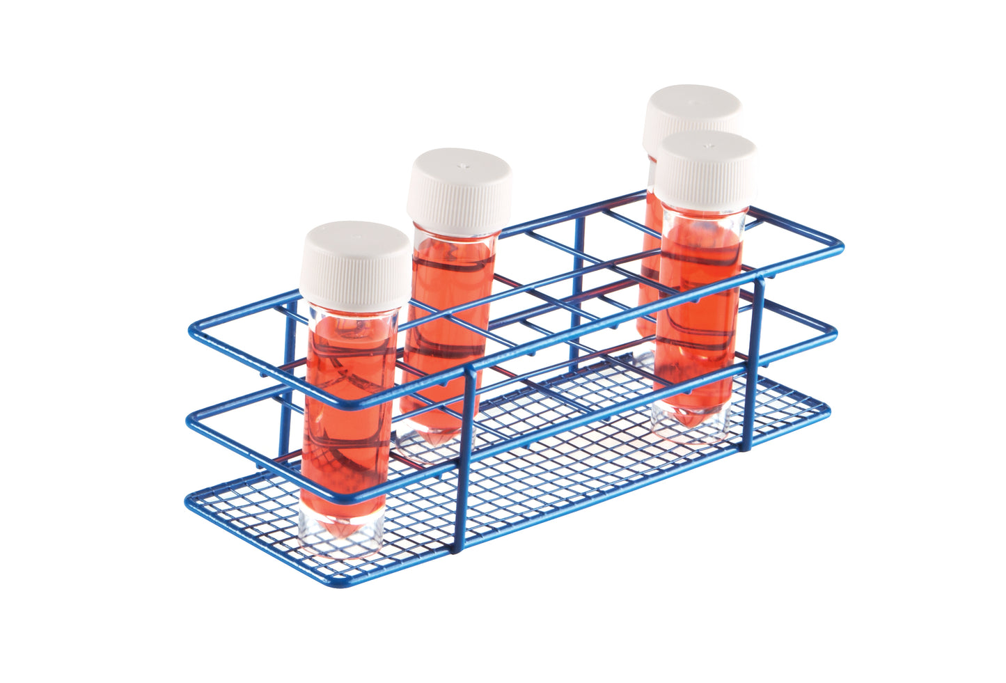 Heathrow Scientific HDPE Coated Wire Tube Rack, 29–33mm, Blue - Image 1