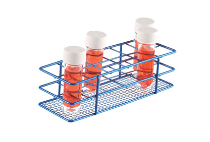 Heathrow Scientific HDPE Coated Wire Tube Rack, 29–33mm, Blue - Image 1