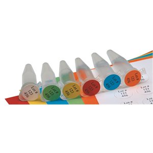 Heathrow Scientific Laser Tough-Spots Sheet Labels 0.2 mL Tubes Rainbow 20 pack
