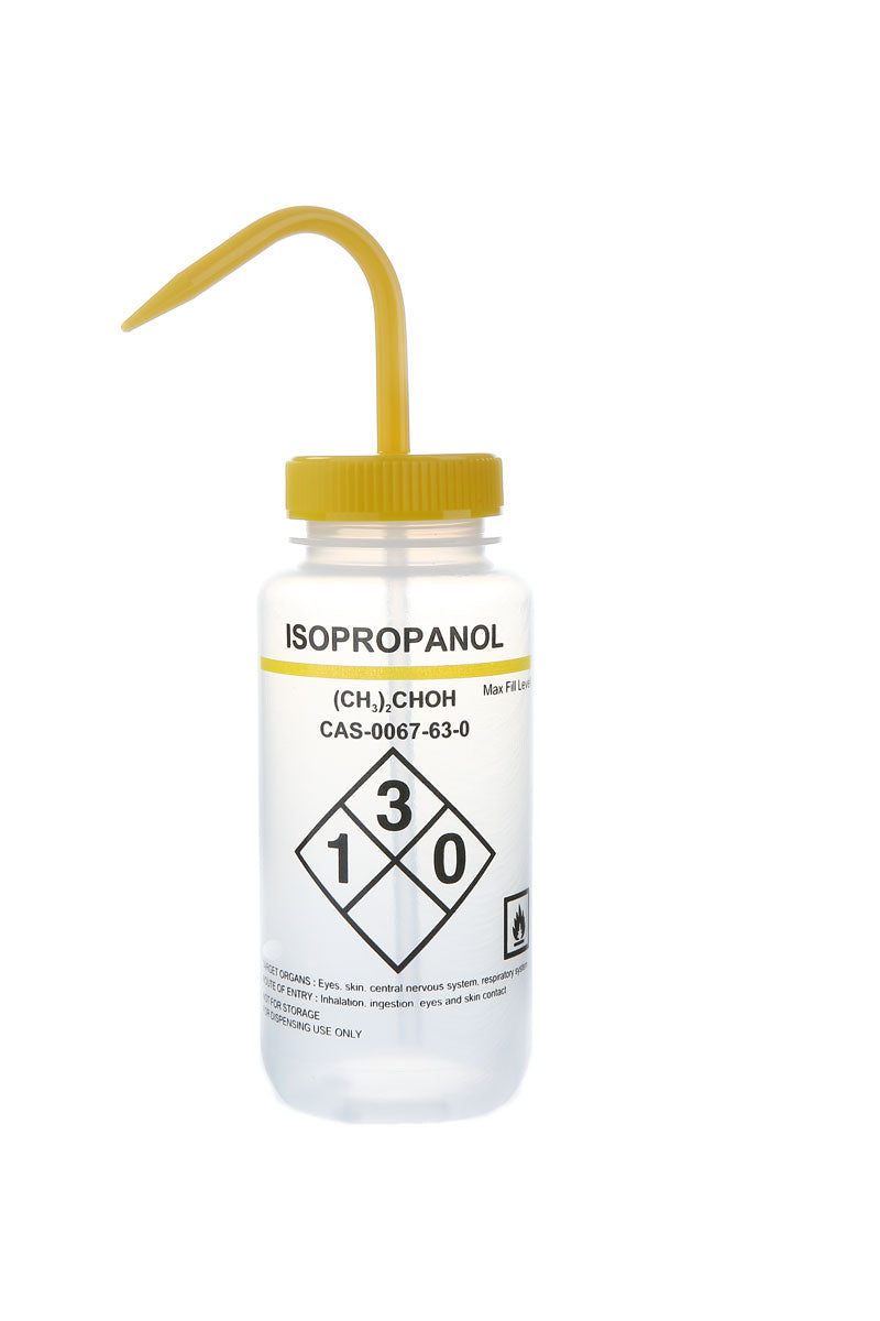 Heathrow Scientific Safety Labeled Wash Bottles - 120250 Series | 500mL Self-Venting