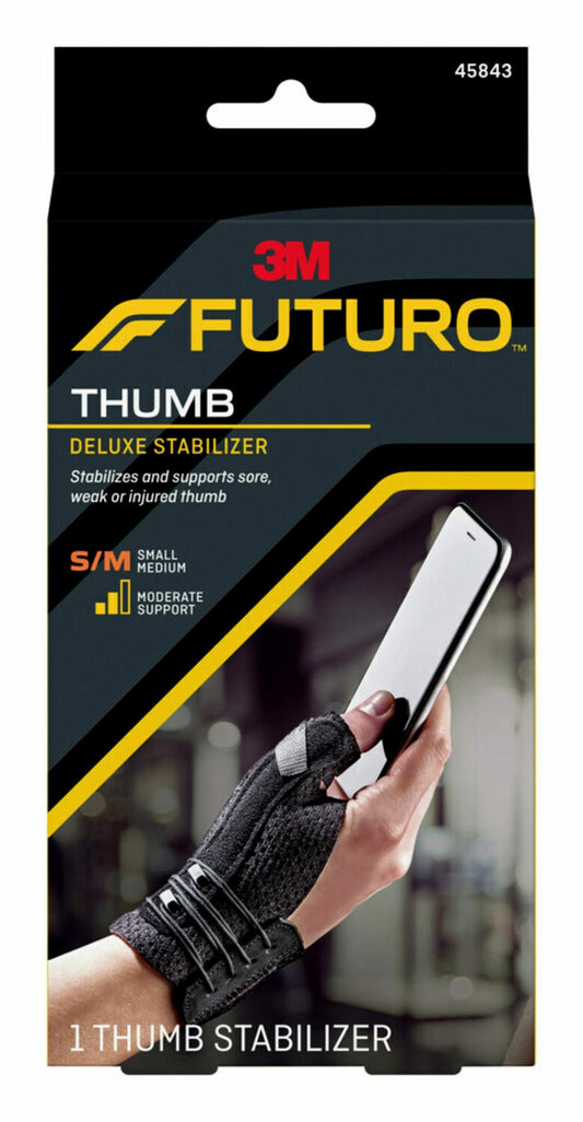 Futuro Deluxe Thumb Stabilizer Adult Pull-On / Lace-Up Closure Left or Right Hand Black, Small / Medium, Case of 12